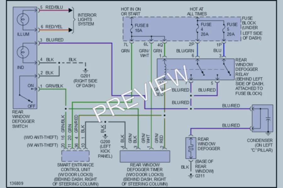 2000 Nissan Altima Defoggers wiring diagram preview