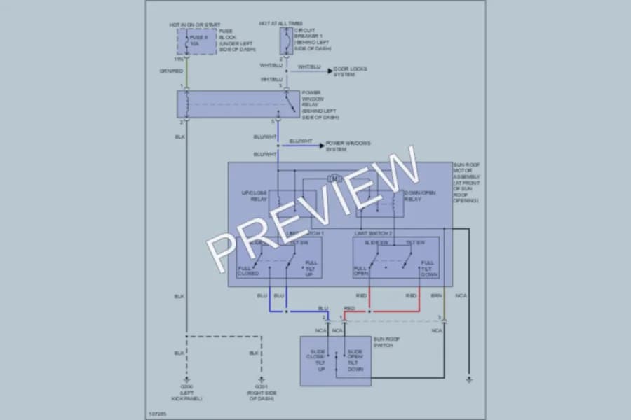 2000 Nissan Altima Power Top Sunroof wiring diagram preview