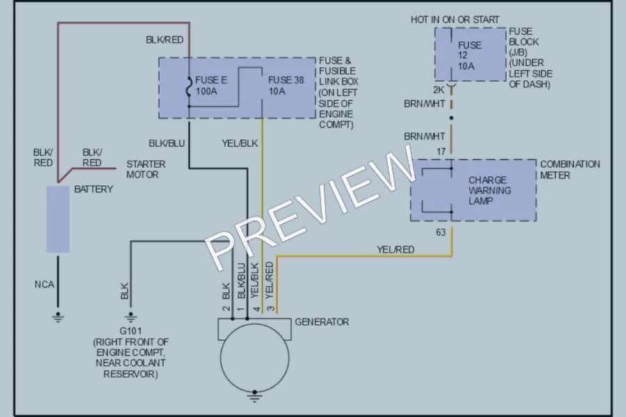 2000 Nissan Altima Starting Charging wiring diagram preview