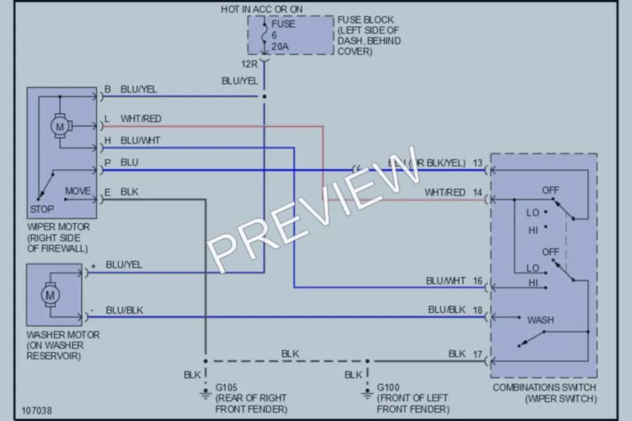 2000 Nissan Frontier Wiper Washer wiring diagram preview
