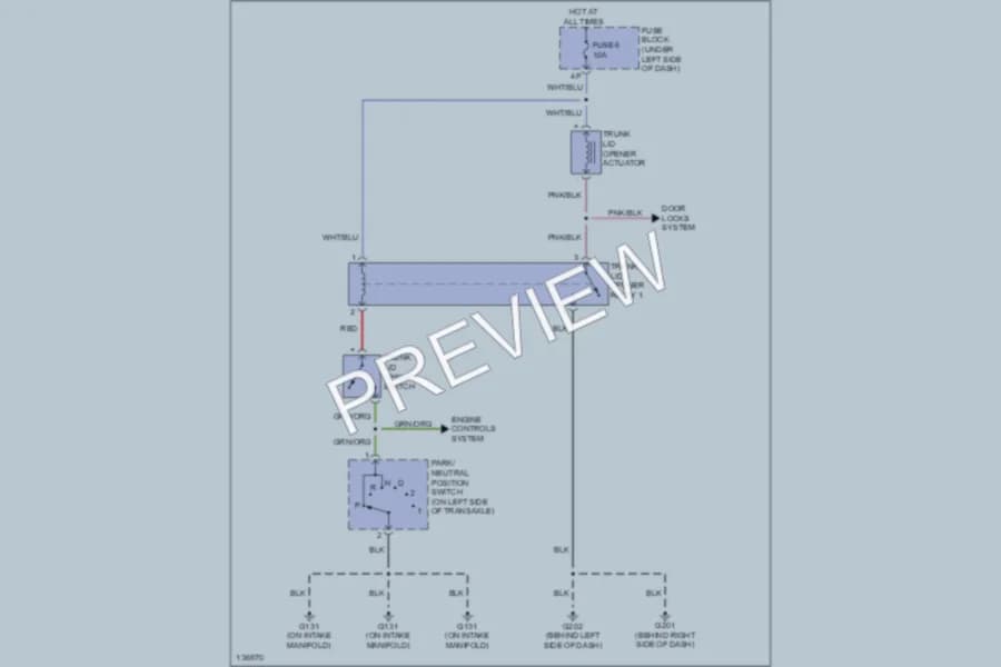 2000 Nissan Sentra Trunk Tailgate Fuel Door wiring diagram preview