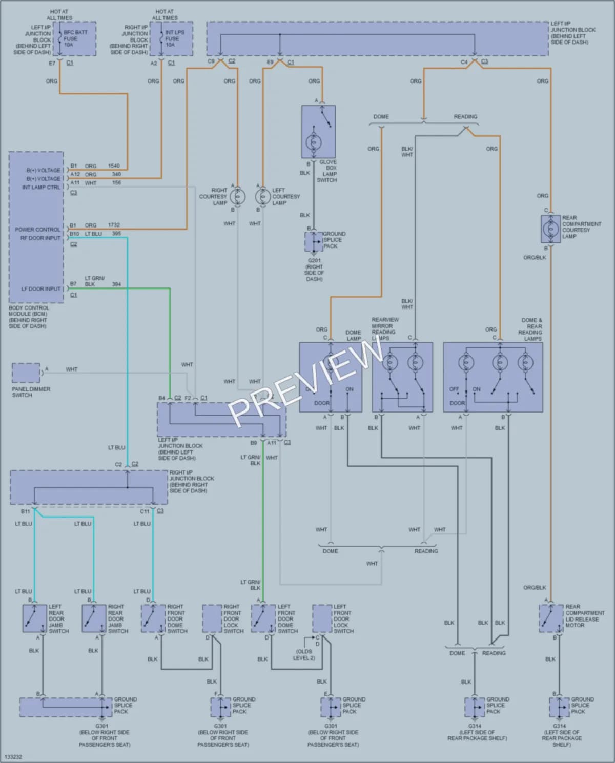 2000 Oldsmobile Alero Interior Lights wiring diagram preview