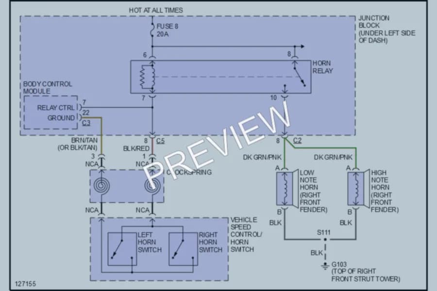 2000 Plymouth Breeze Horn wiring diagram preview
