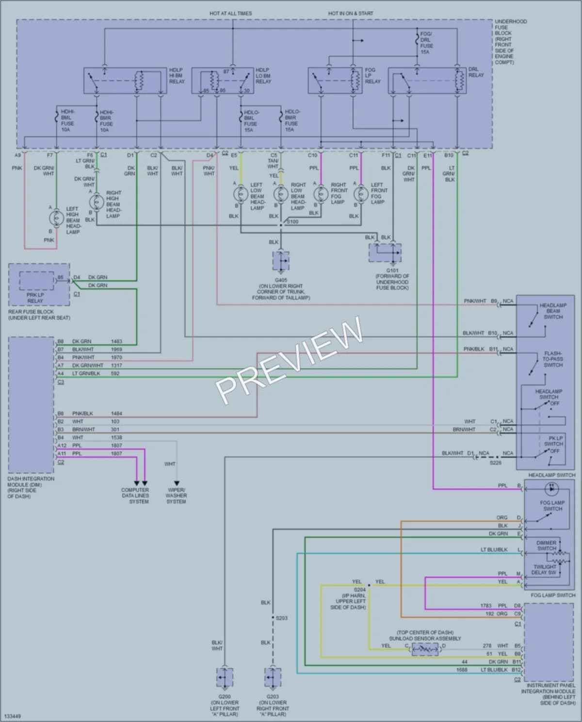 2000 Pontiac Bonneville Headlights wiring diagram preview