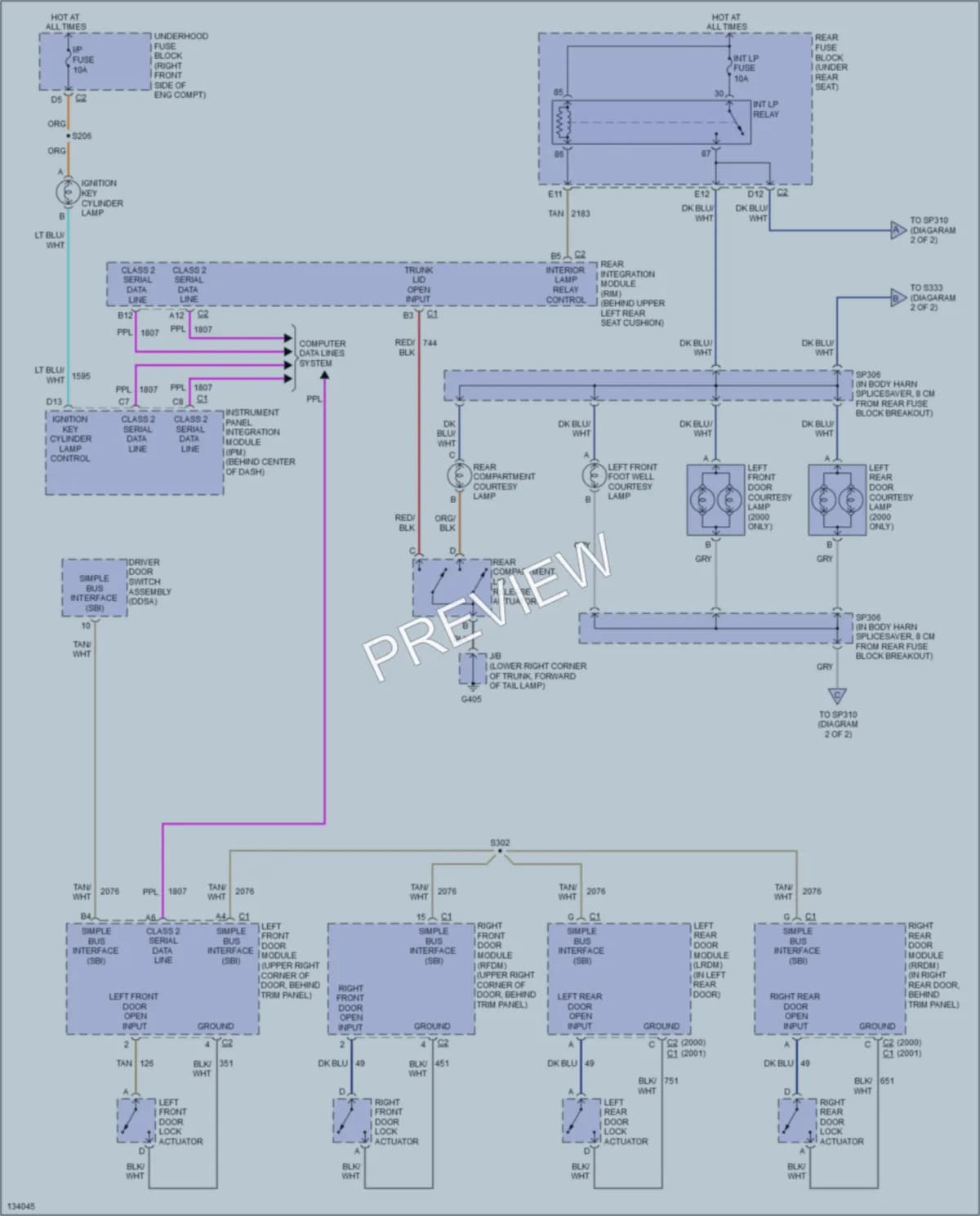 2000 Pontiac Bonneville Interior Lights wiring diagram preview