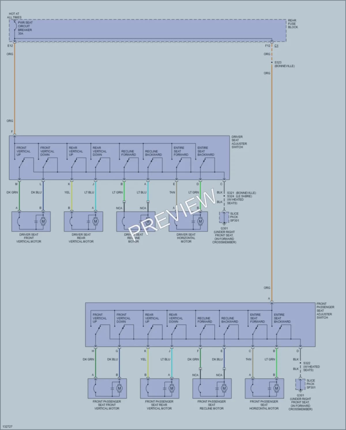 2000 Pontiac Bonneville Power Seats wiring diagram preview