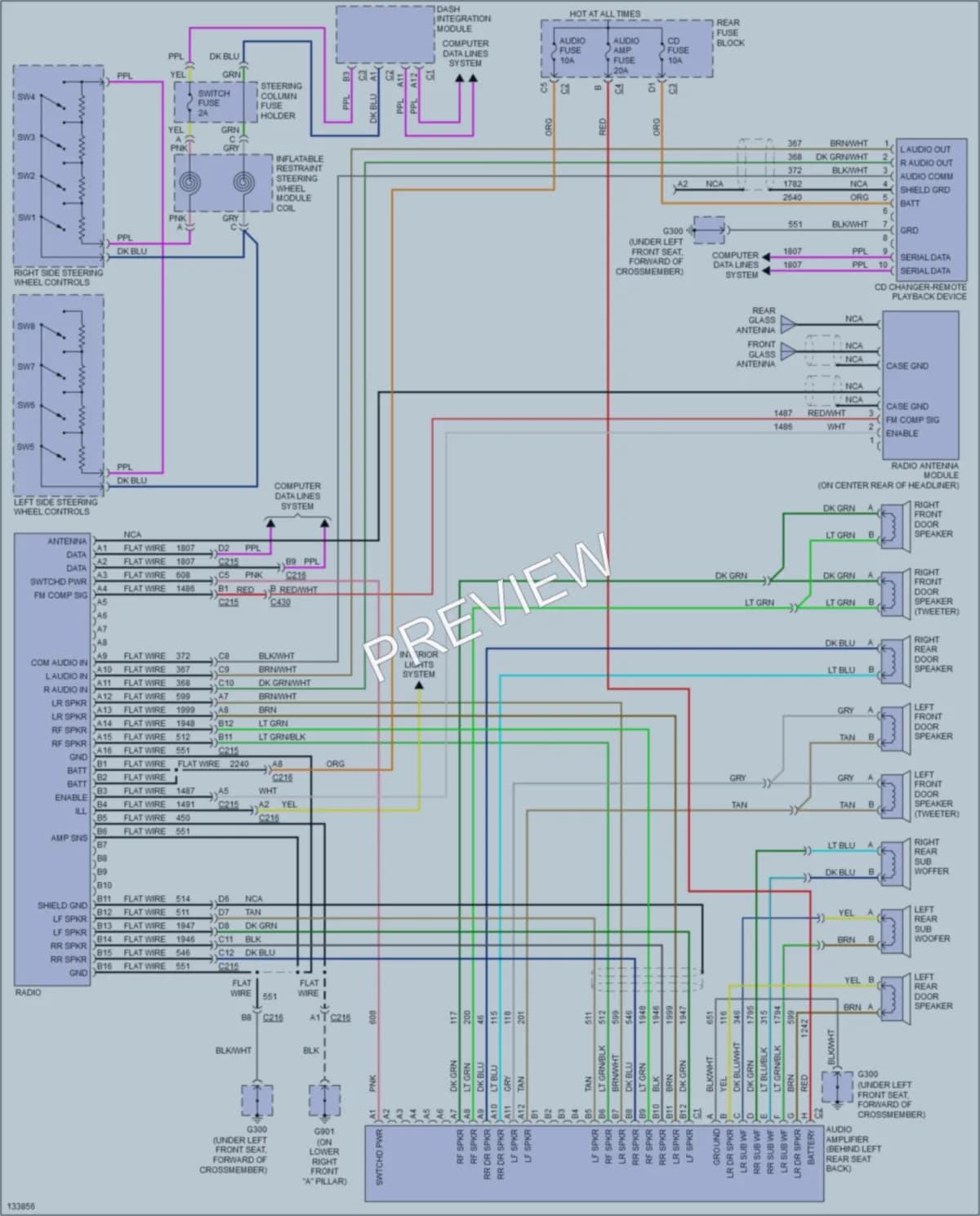 2000 Pontiac Bonneville Radio wiring diagram preview