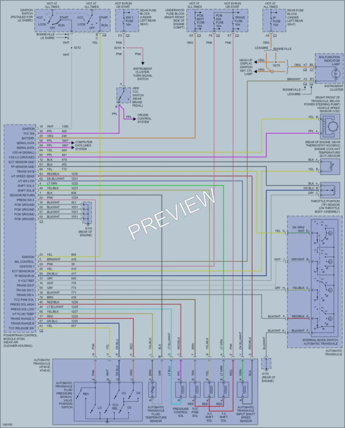 2000 Pontiac Bonneville Transmission wiring diagram preview