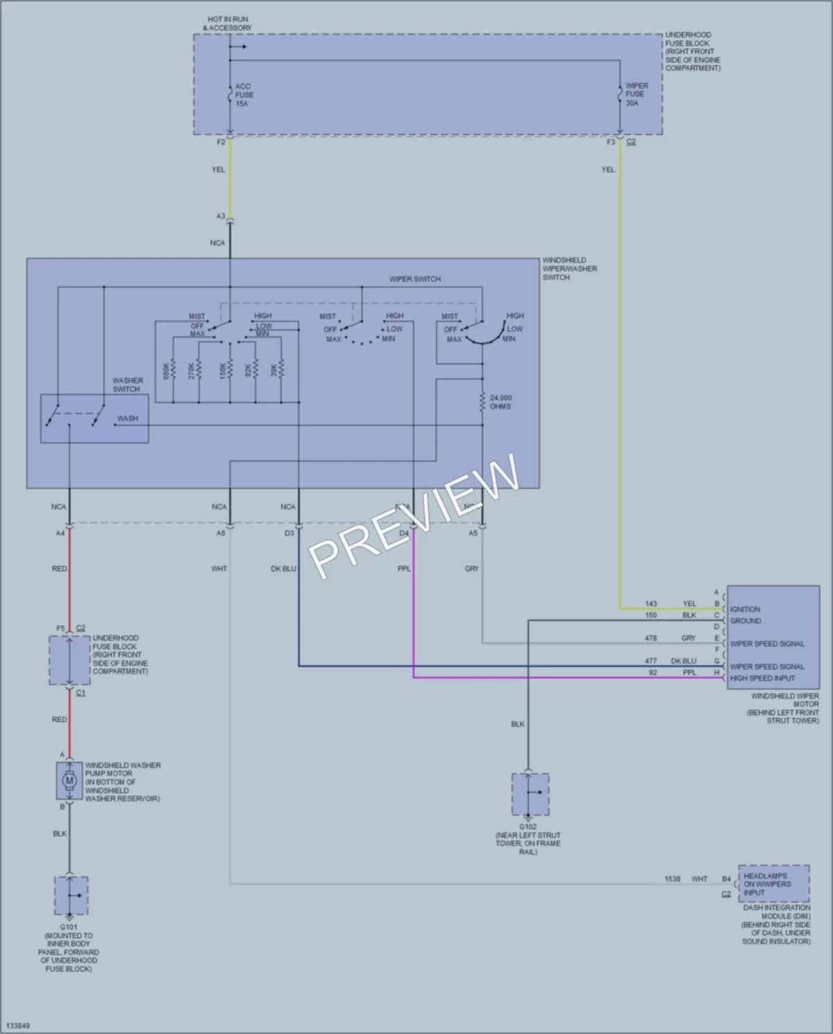 2000 Pontiac Bonneville Wiper Washer wiring diagram preview