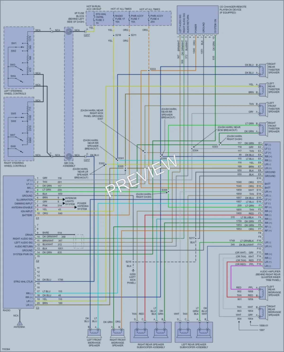 2000 Pontiac Firebird Radio wiring diagram preview