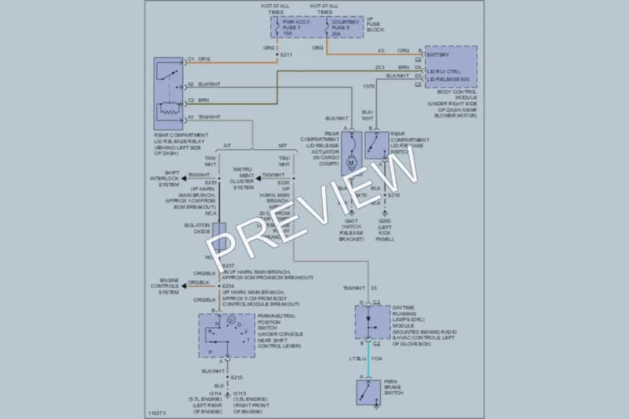 2000 Pontiac Firebird Trunk Tailgate Fuel Door wiring diagram preview
