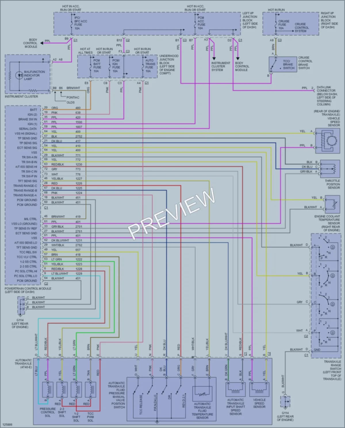 2000 Pontiac GrandAm Transmission wiring diagram preview