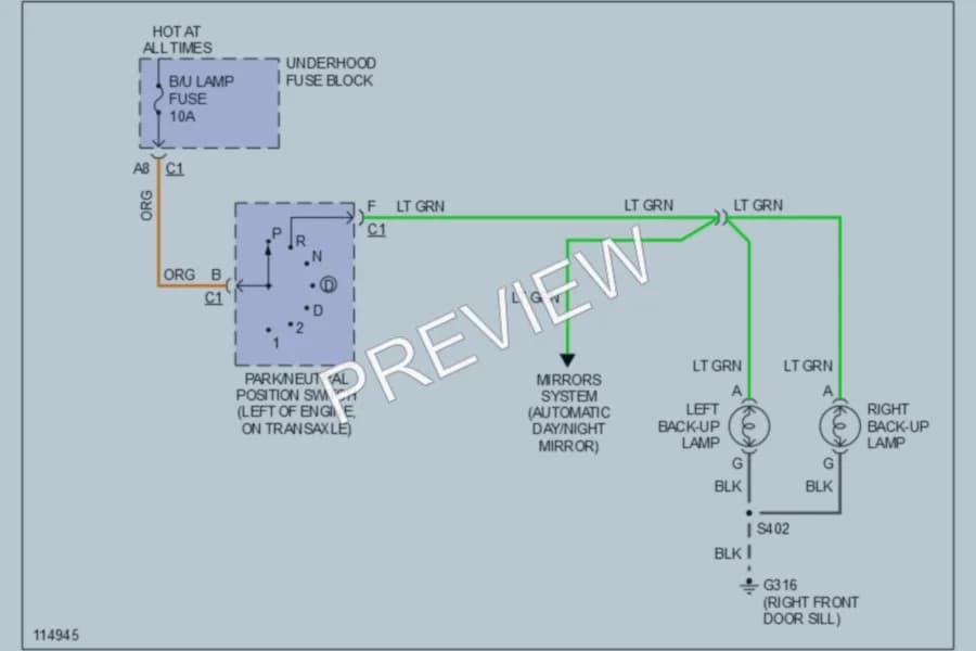 2000 Pontiac GrandPrix Exterior Lights wiring diagram preview