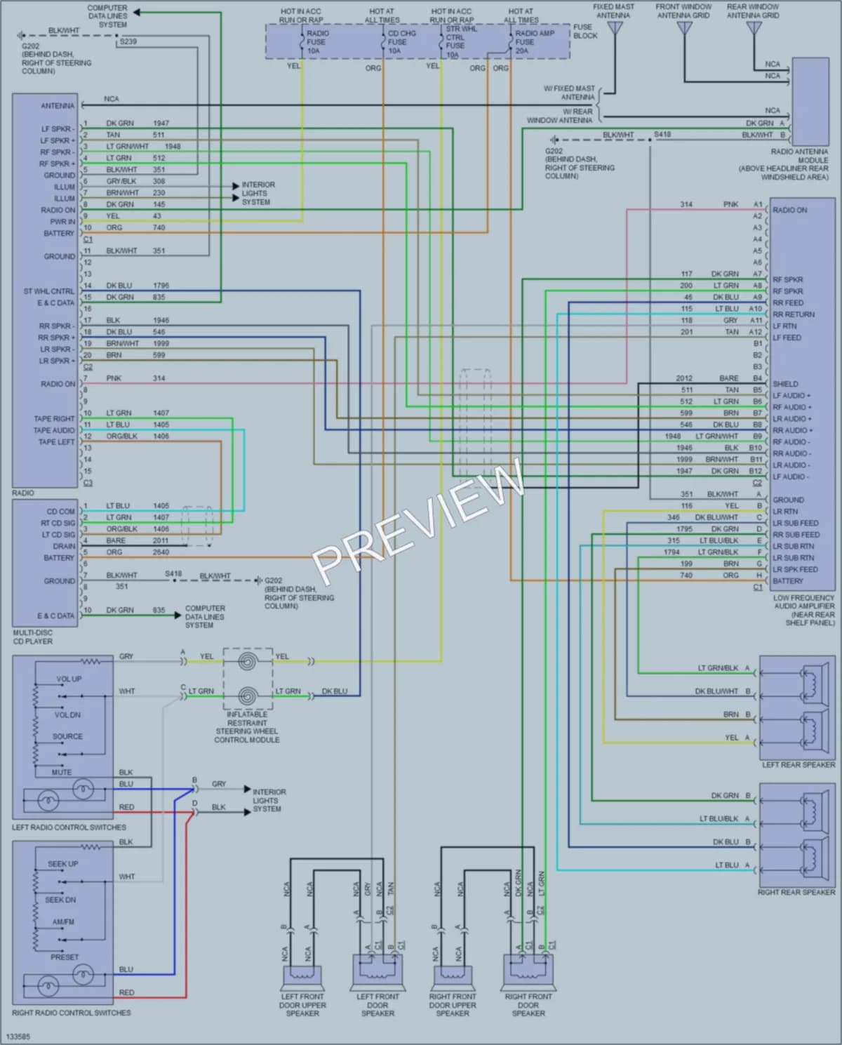2000 Pontiac GrandPrix Radio wiring diagram preview