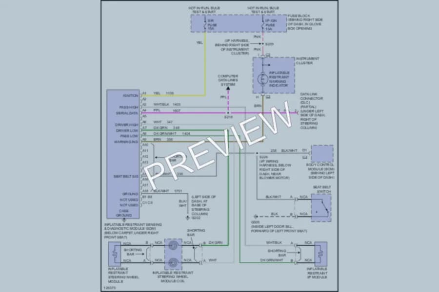 2000 Pontiac GrandPrix Supplemental Restraints wiring diagram preview