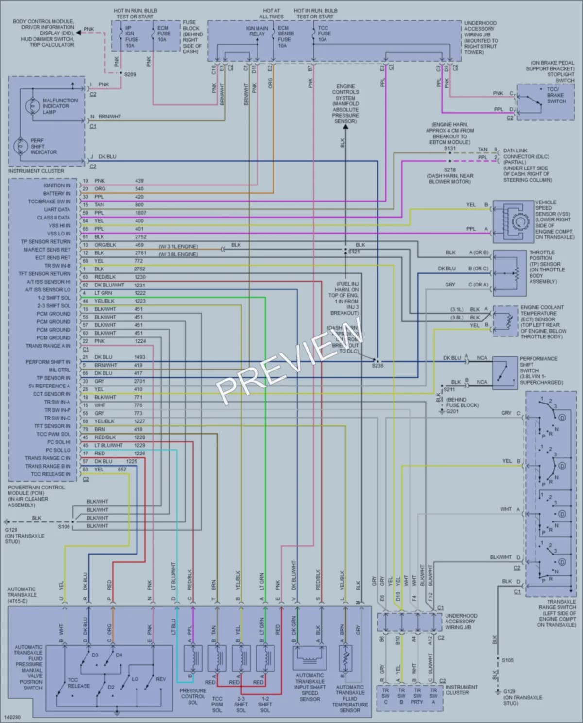 2000 Pontiac GrandPrix Transmission wiring diagram preview