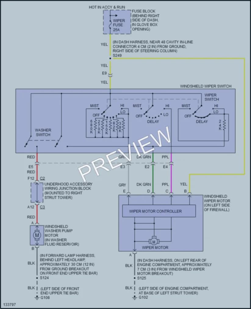 2000 Pontiac GrandPrix Wiper Washer wiring diagram preview