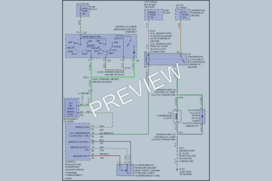 2000 Pontiac Sunfire Air Conditioning wiring diagram preview
