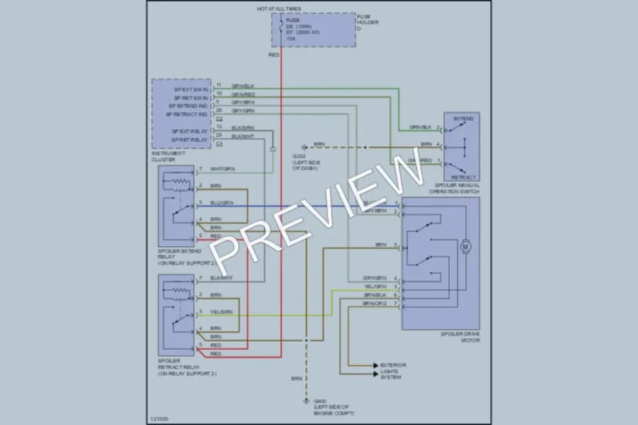 2000 Porsche 911 Active Aerodynamics wiring diagram preview
