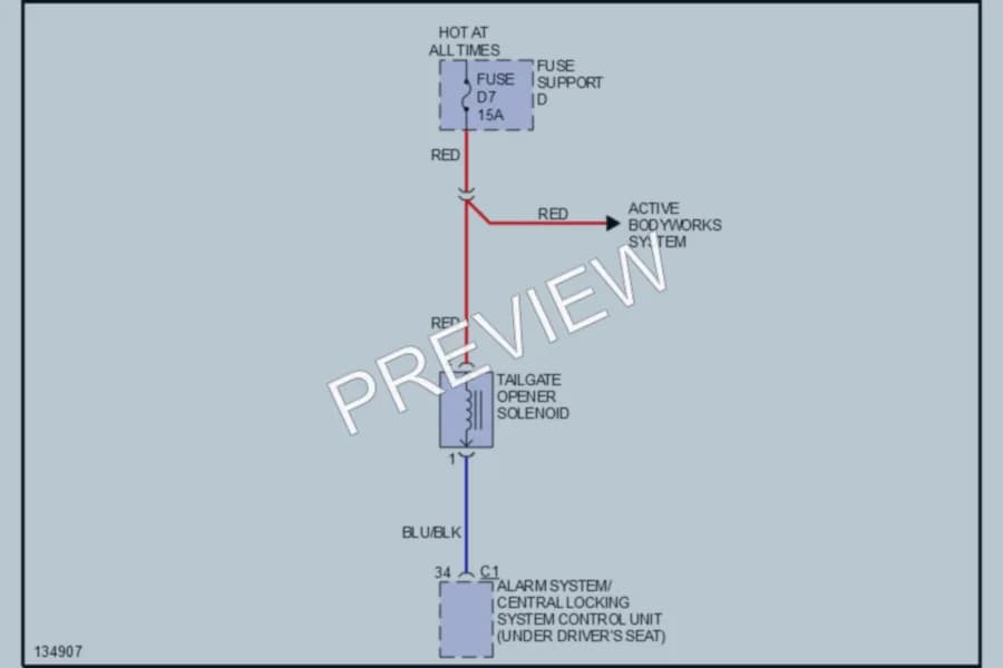 2000 Porsche Boxster Trunk Tailgate Fuel Door wiring diagram preview
