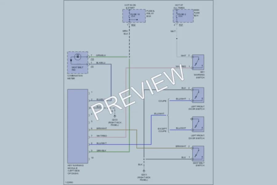 2000 Subaru Impreza Warning Systems wiring diagram preview