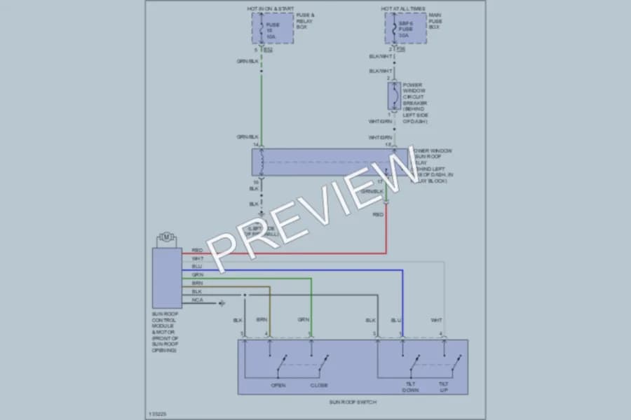 2000 Subaru Legacy Power Top Sunroof wiring diagram preview