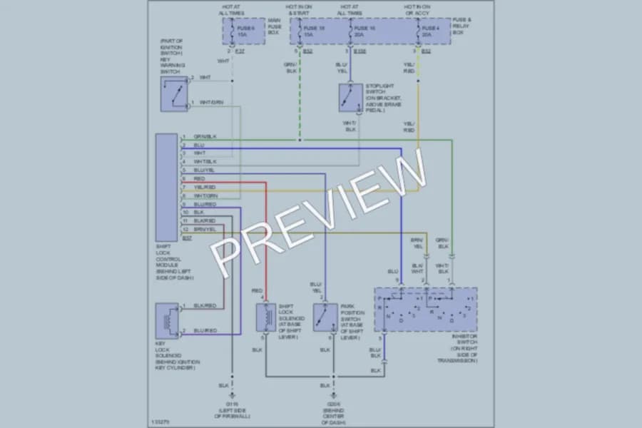 2000 Subaru Legacy Shift Interlocks wiring diagram preview