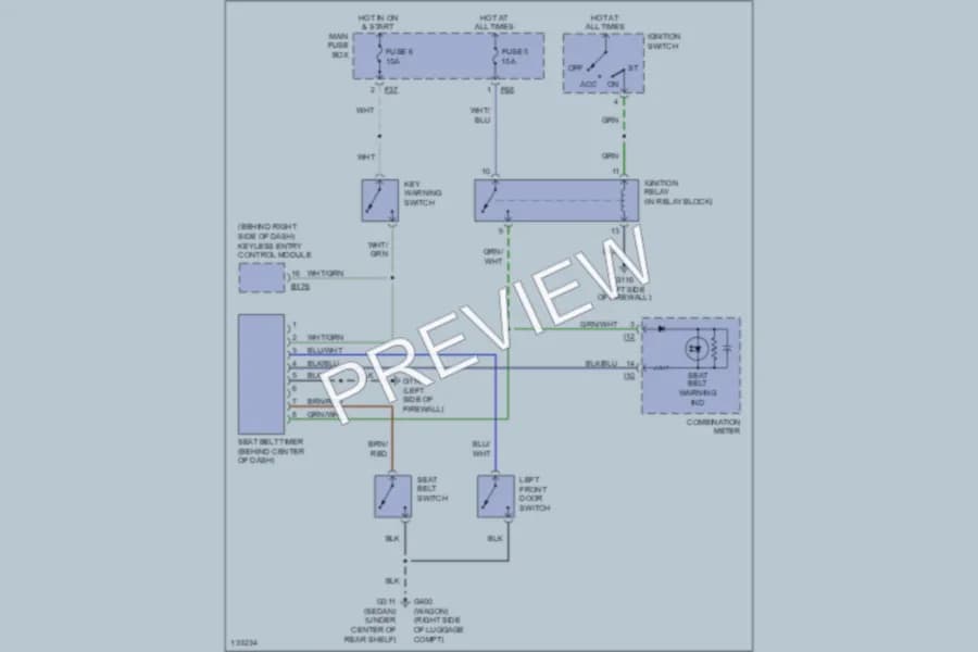 2000 Subaru Legacy Warning Systems wiring diagram preview