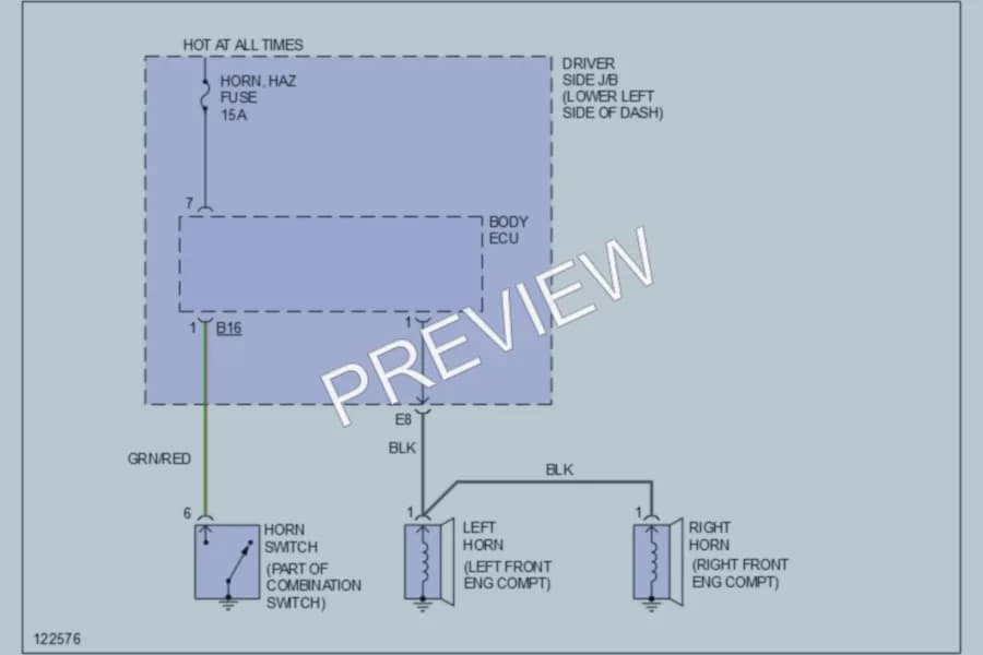 2000 Toyota 4Runner Horn wiring diagram preview