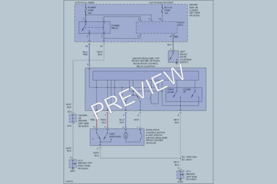 2000 Toyota 4Runner Power Top Sunroof wiring diagram preview