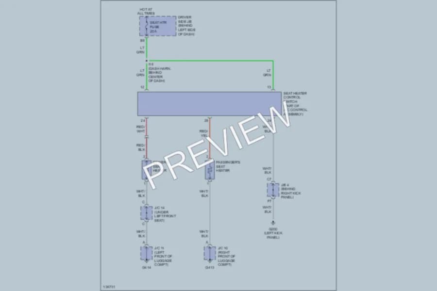 2000 Toyota Avalon Power Seats wiring diagram preview