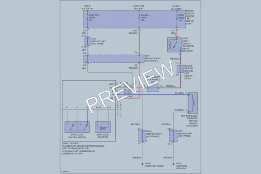 2000 Toyota Avalon Shift Interlocks wiring diagram preview