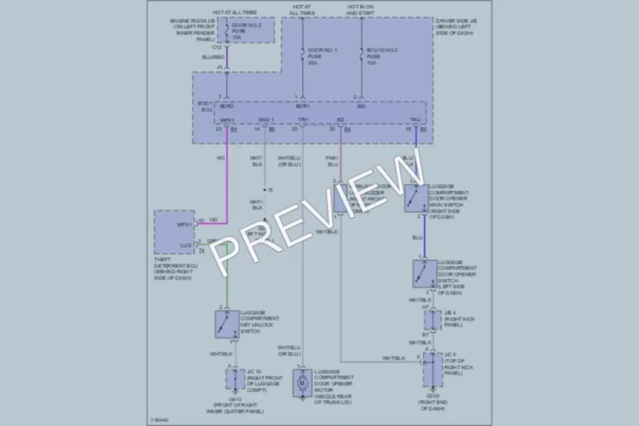 2000 Toyota Avalon Trunk Tailgate Fuel Door wiring diagram preview