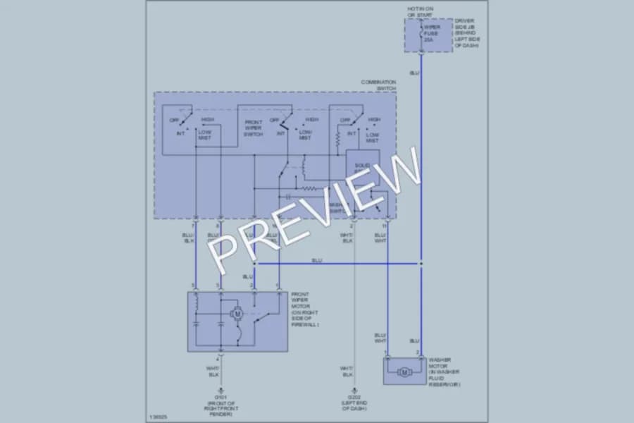 2000 Toyota Avalon Wiper Washer wiring diagram preview