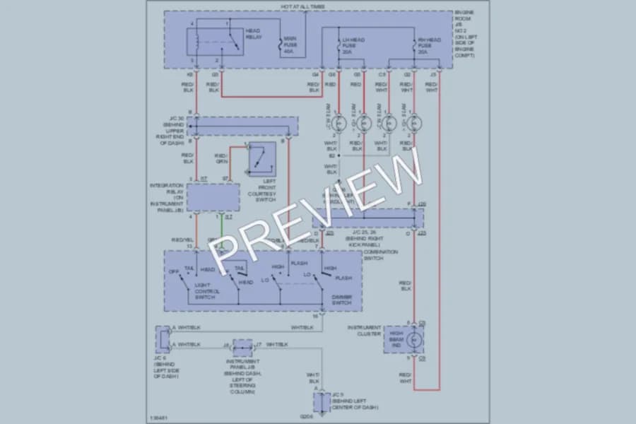 2000 Toyota Camry Headlights wiring diagram preview