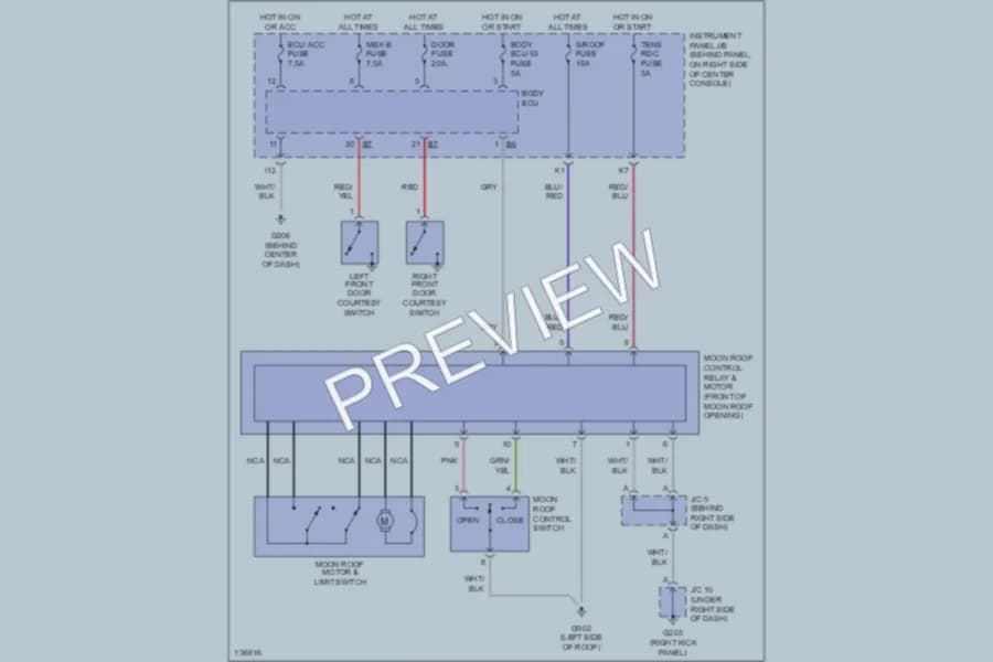 2000 Toyota Celica Power Top Sunroof wiring diagram preview