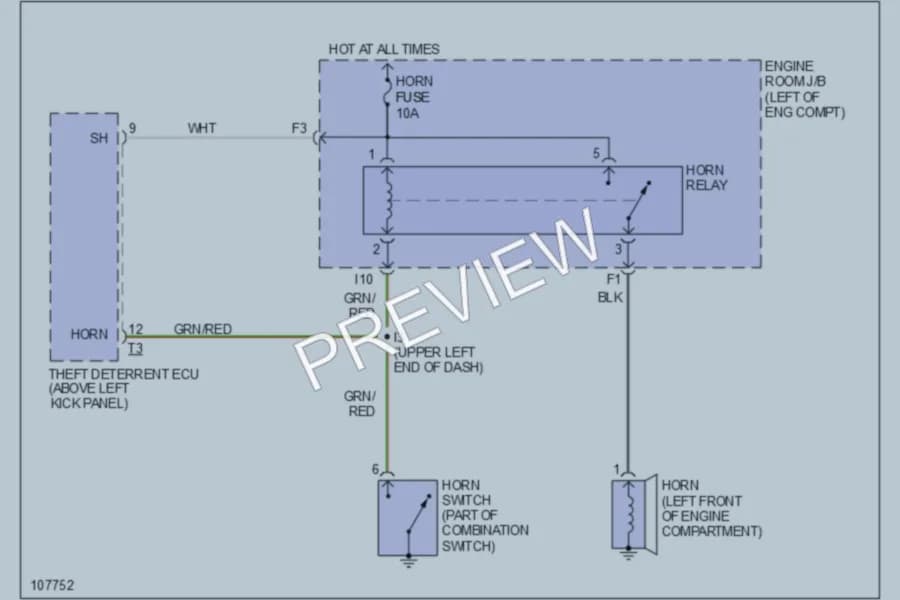2000 Toyota Corolla Horn wiring diagram preview