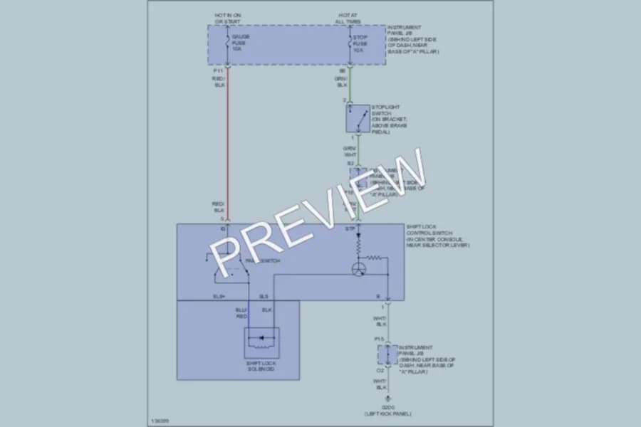 2000 Toyota Echo Shift Interlocks wiring diagram preview