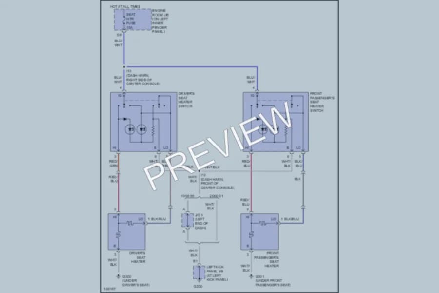 2000 Toyota LandCruiser Power Seats wiring diagram preview