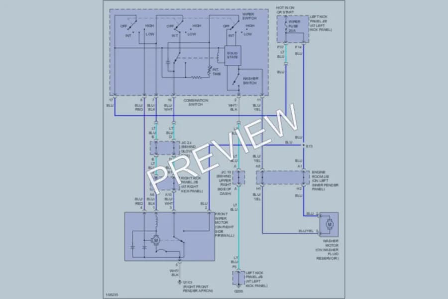 2000 Toyota LandCruiser Wiper Washer wiring diagram preview