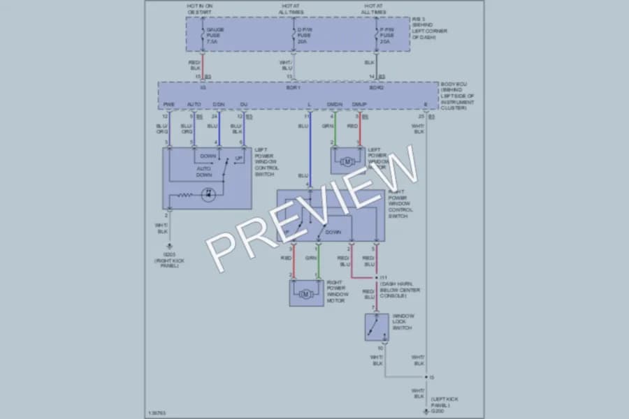 2000 Toyota MR2Spyder Power Windows wiring diagram preview