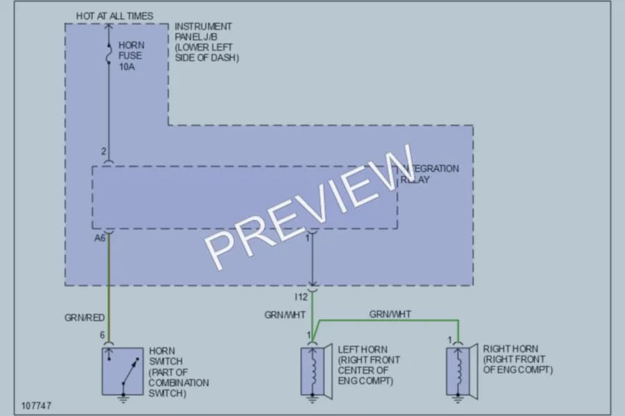 2000 Toyota RAV4 Horn wiring diagram preview