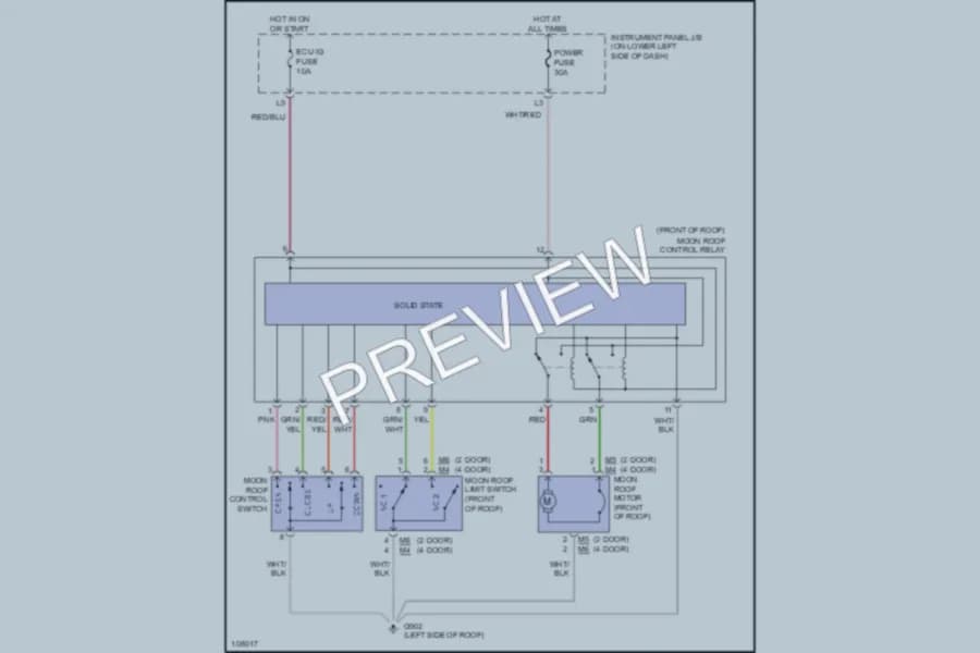 2000 Toyota RAV4 Power Top Sunroof wiring diagram preview