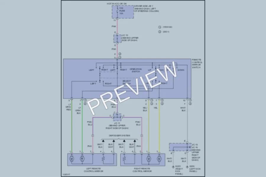 2000 Toyota Sienna Power Mirrors wiring diagram preview