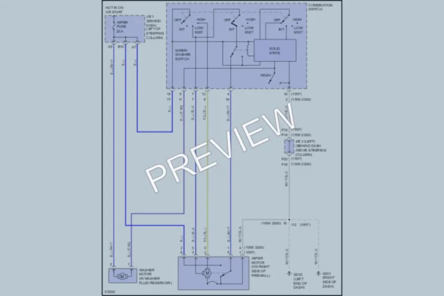 2000 Toyota Tacoma Wiper Washer wiring diagram preview