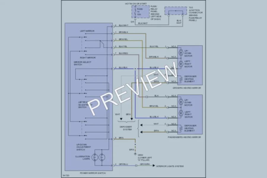 2000 Volkswagen Cabrio Power Mirrors wiring diagram preview