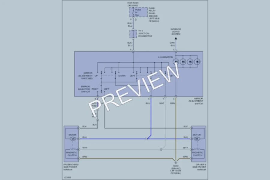 2000 Volkswagen EuroVan Power Mirrors wiring diagram preview