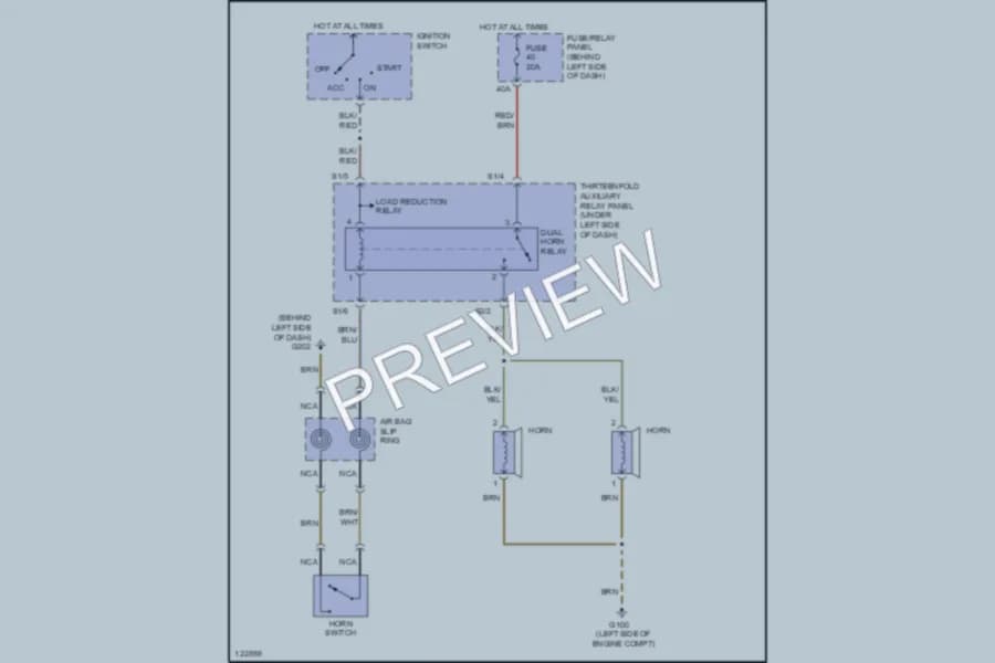 2000 Volkswagen Golf Horn wiring diagram preview