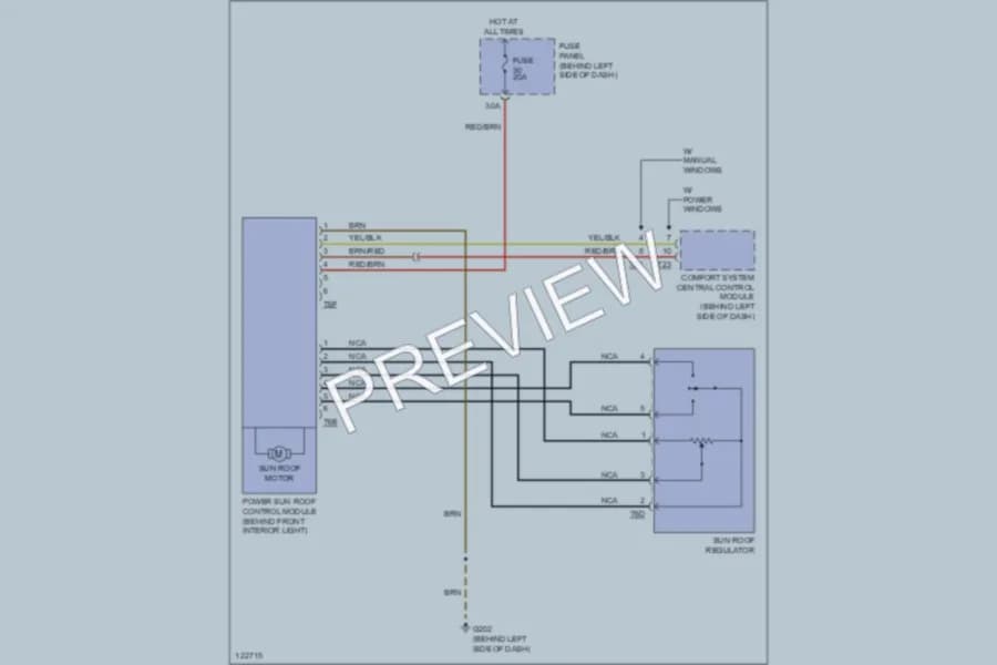 2000 Volkswagen Jetta Power Top Sunroof wiring diagram preview