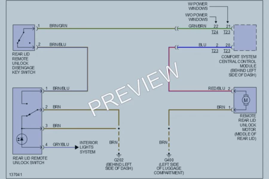 2000 Volkswagen Jetta Trunk Tailgate Fuel Door wiring diagram preview